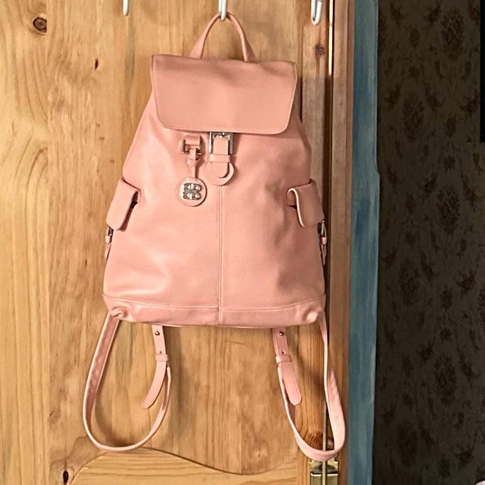 Bosca Soft Salmon Leather Backpack, NWOT, $80, 29”-33” straps, zipper back.